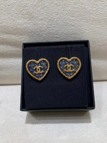 Chanel Ohrringe kleine schwarzes Gold Denim Liebe doppelt c Ohrringe-3579  