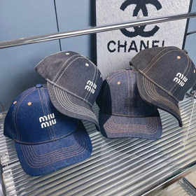 Miu Miu Distressed Soft Top Denim Baumwolle Sonnenschutz Baseball Cap-2728