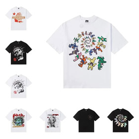 Hell Star Retro Print reine Baumwolle Kurzarm T-Shirt-5512  