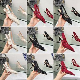 Dior gestickte Flachschuhe mit Bogen und Spitzenausschnitt-5615  