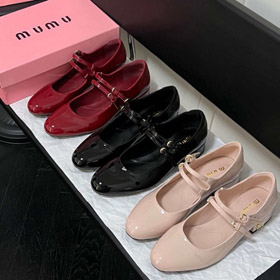 Miu Miu neue Doppelgurt runde Zehe Mid-Ferse Mary Jane Schuhe-5720  