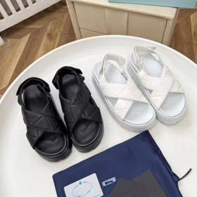 Prada neue Leder Plattform Sandalen mit Klettverschluss-5739  