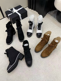 Chanel Plattform Farbe-Block Spitze-up Knöchelstiefel-5774  