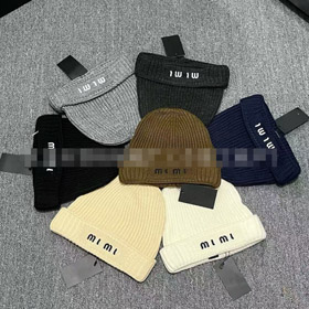 Miu Miu Brief-Stickerei Ohrwärmung Strickhut-5845  