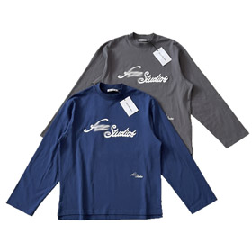 Acne Studios 3D gesticktes kurzive Signatur langärmeliges T-Shirt-5923  