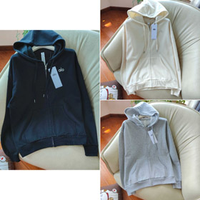 Alo sportliche und lässige Zip-up Kapuzenshirt-5945  