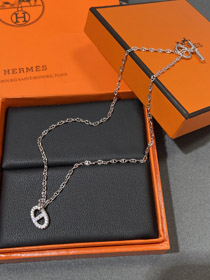 Hermes Schwein Nase Voll Diamant Halskette-3613