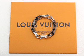 Louis Vuitton LV gestreiftes Silber und schwarzes Nähen gehärtet Bambus Armband-3627