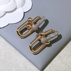 Tiffany Rose Gold Diamant Doppelring Pferdeschuh Schnalle Ohrringe-3678