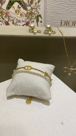 Dior Gold Diamant Stern Perlenkette Doppel Armband-3704