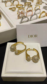 Dior Französisch voller Diamant kleine goldene Kugel goldene Ohrringe-3711