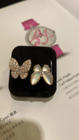 Van Cleef & Arpels Weiße Perlmutt Diamant Schmetterling Rose Gold Ring-3734  