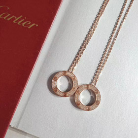 Cartier Liebe große runde Kuchen Halskette-3784
