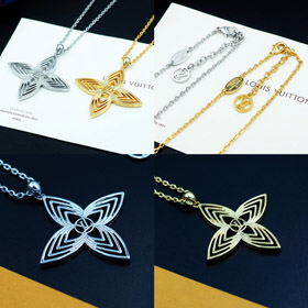 Louis Vuitton LV Hohlblume und Buchstabe Spike Blume Halskette-3805