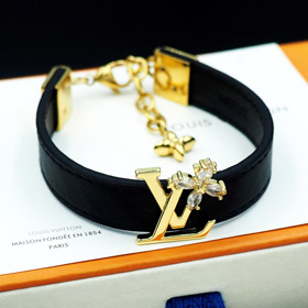 Louis Vuitton LV Leder Brief Diamant Metallkette Armband-3809  