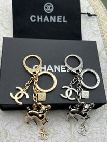 Chanel doppel c strass perle hirsch schlüsselanhänger-3835