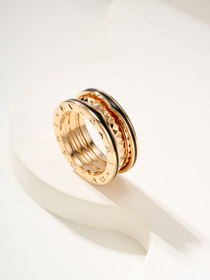 Bulgari Rose Gold Drei-Kreis Sägezahn Ring-3841