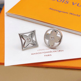 Louis Vuitton LV Silber runde polierte Ohrringe-3877