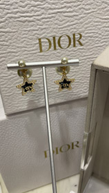 Dior marineblau Stern Perle Doppel Kugel Ohrringe-3891