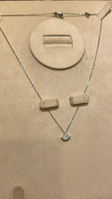 Bulgari kleine Fan Voll Diamant Weißgold Halskette-3896