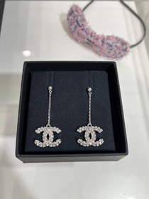 Celine doppelseitige Diamant Doppel C Anhänger lange Kette Ohrringe-3902