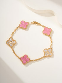 Van Cleef & Arpels rosa Diamant Rosenstein fünf Blume Armband-3903