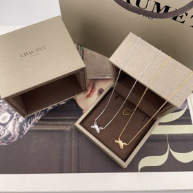 Chaumet Paris lebenslange Freude Halskette Rose Gold Weißgold Diamant Clavicle Halskette-3906